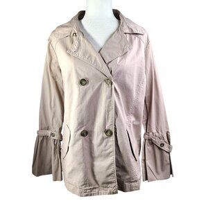 Democracy Tan Beige Bell Sleeve Double Breasted Trench Coat Jacket